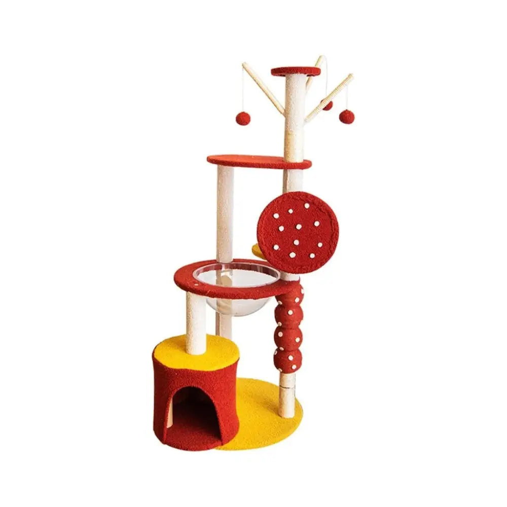 Floofi 130cm Tanghulu Plush Cat Condo Cat Tree Red Yellow - Pet Care > Toys > Cat Toys
