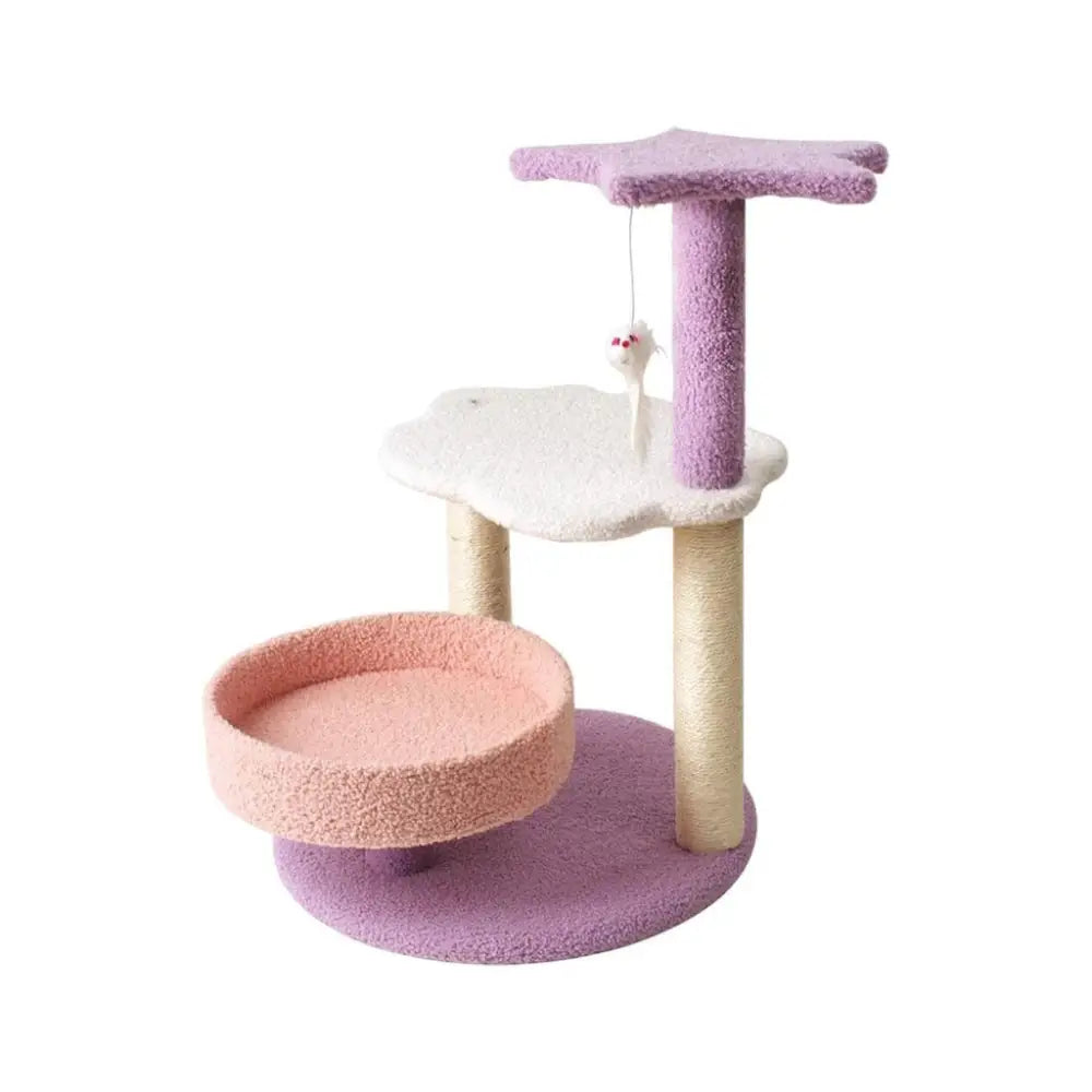 Floofi 61cm Galaxy Plush Scratching Post Cat Tree Pink Purple - Home & Garden > Wall Art > 3D Wall Art