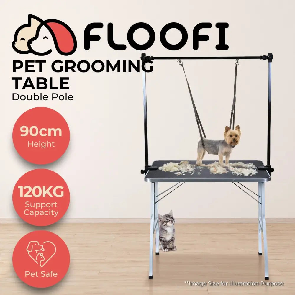 Floofi Pet Grooming Table 90cm Double Pole (Black) - Home & Garden > Shading > Umbrellas & Sunshades