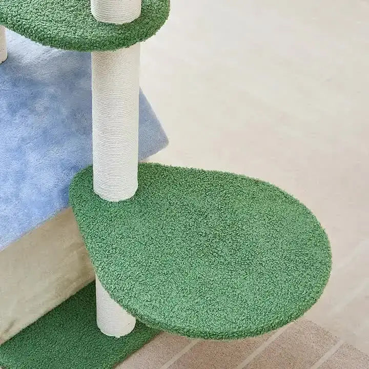 Floral Cat Tree with Cozy Hideaway and Scratching Posts (55x38x92 cm) - Pet Care > Cat Supplies > Cat Furniture