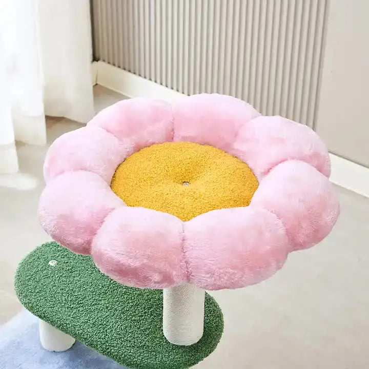 Floral Cat Tree with Cozy Hideaway and Scratching Posts (55x38x92 cm) - Pet Care > Cat Supplies > Cat Furniture