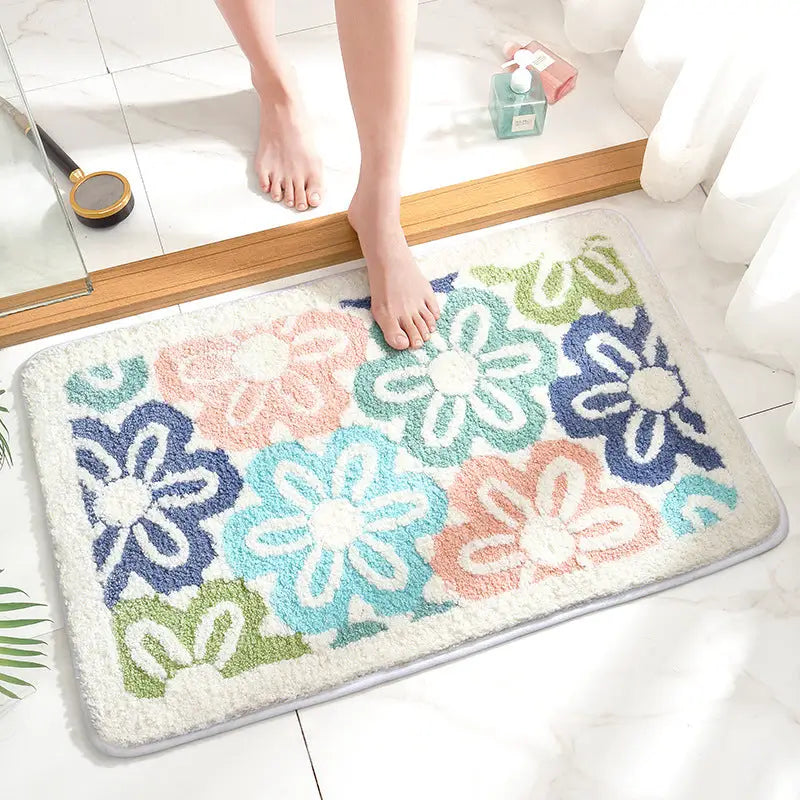 Flower Bath Mat - Super Absorbent Non-Slip Bathroom Floor Mat - 40x60cm - Home & Garden > Bathroom Accessories > Bath