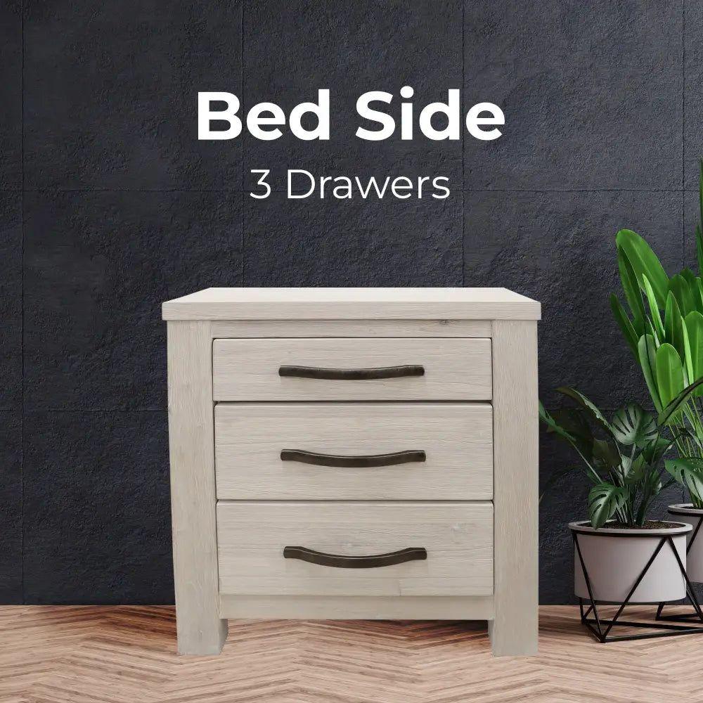 Foxglove Bedside Tables 3 Drawers Storage Cabinet Shelf Side End Table - White - Furniture > Living Room > Bookcases &