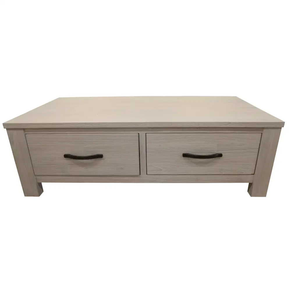 Foxglove Coffee Table 127cm 2 Drawer Solid Mt Ash Timber Wood - White - Furniture > Living Room