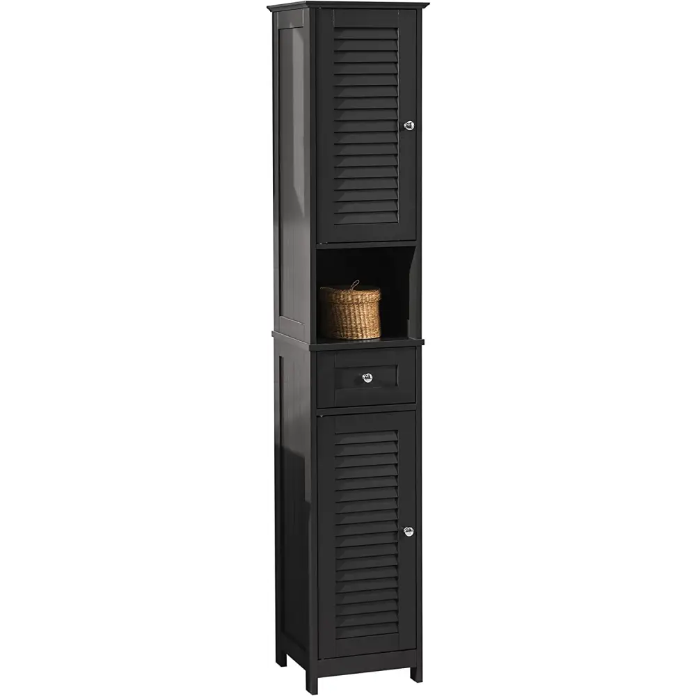 Freestanding Tall Bathroom Cabinet 170 x 32 x 30 cm (Black) - Furniture > Bedroom > Beds & Bed Frames