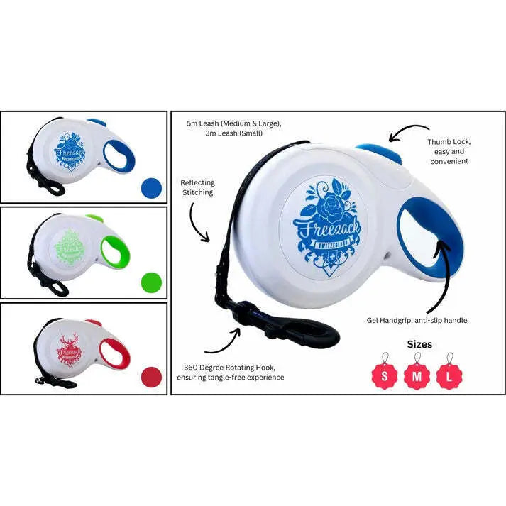 Freezack Switzerland Blue Retractable Dog Leash (Large) - Pet Care > Dog Supplies > Dog Collars Leads & Harnesses