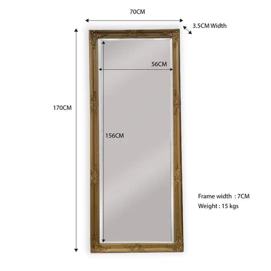 French Provincial Ornate Mirror - Country Gold - Medium 70cm x 170cm - Home & Garden > Decor
