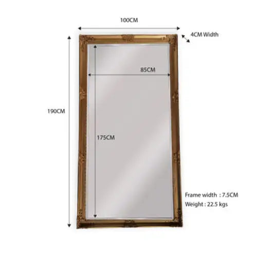 French Provincial Ornate Mirror - COUNTRY GOLD - X Large 100cm x 190cm - Home & Garden > Decor