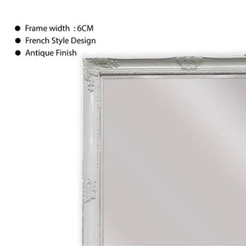 French Provincial Ornate Mirror - White - Free Standing 50cm x 170cm - Home & Garden > Decor