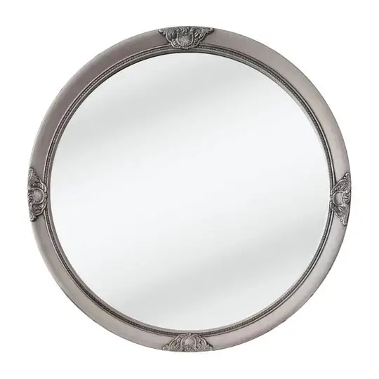 French Provincial Ornate Round Mirror - Antique Silver - Home & Garden > Decor