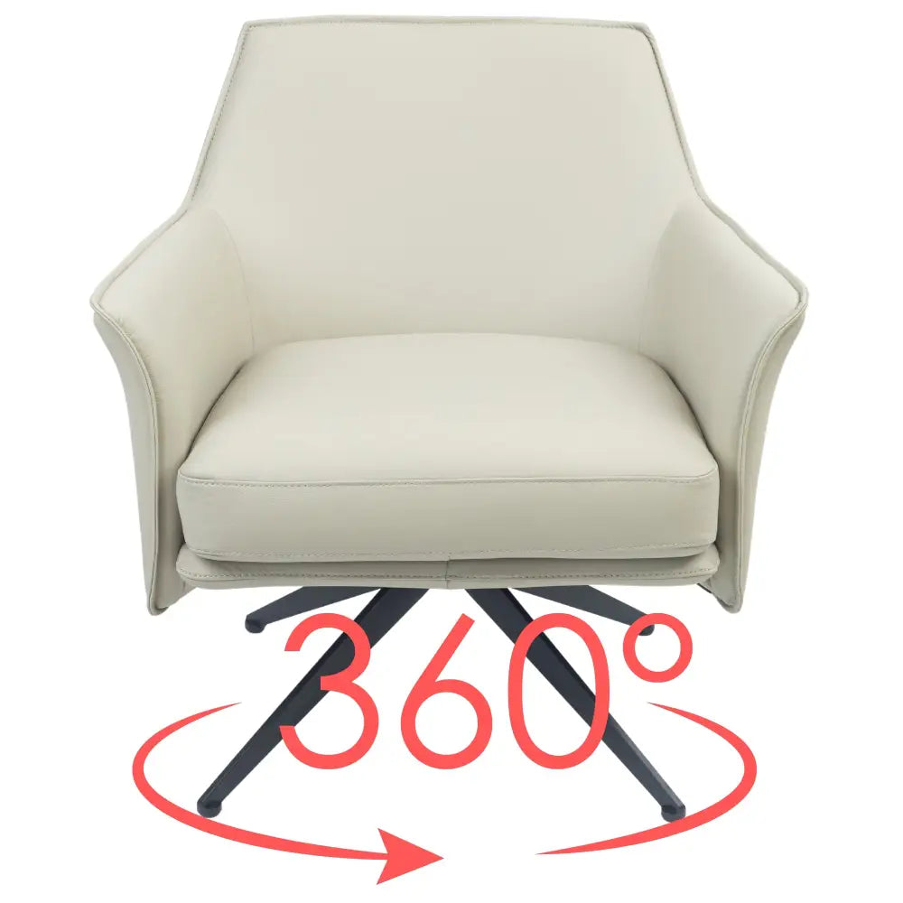 Freya Leather Swivel Occasional Chair Lounge Seat - Brown - Furniture > Sofas