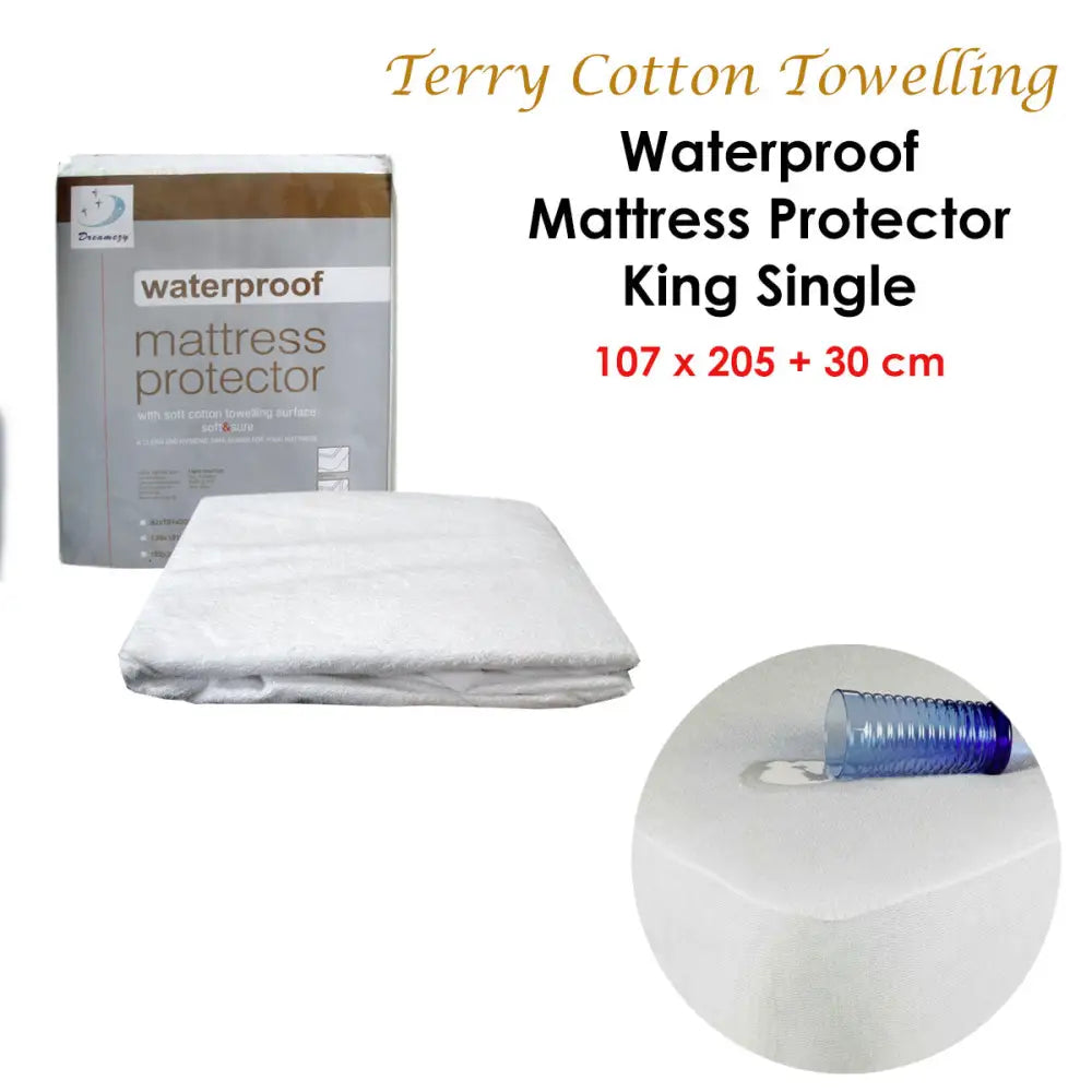 Fully Fitted Terry Waterproof Mattress Protector 30cm Wall - Home & Garden > Bedding