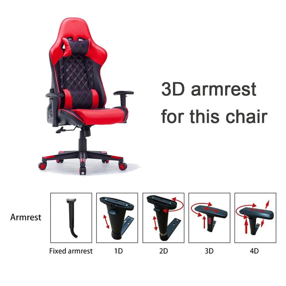 Gaming Chair Ergonomic Racing chair 165° Reclining Gaming Seat 3D Armrest Footrest Black - Furniture > Bar Stools &