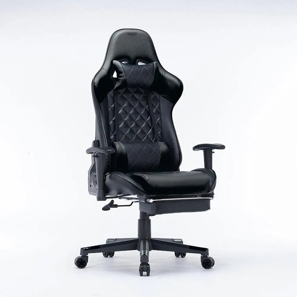 Gaming Chair Ergonomic Racing chair 165° Reclining Gaming Seat 3D Armrest Footrest Black - Furniture > Bar Stools &