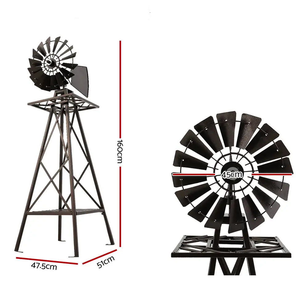 Garden Windmill 160cm Metal Ornaments Outdoor Decor Ornamental Wind Mill - Home & Garden > Decor