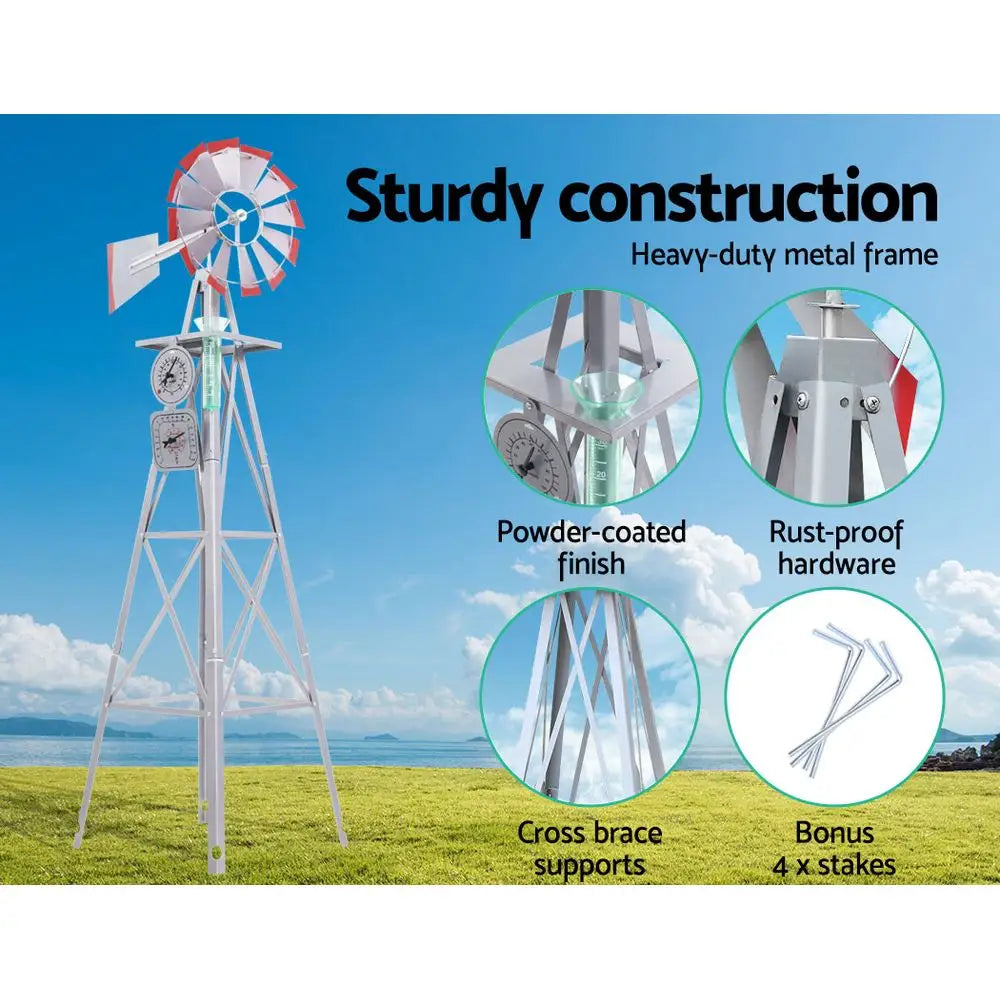 Garden Windmill 4FT 146cm Metal Ornaments Outdoor Decor Ornamental Wind Will - Home & Garden > Decor
