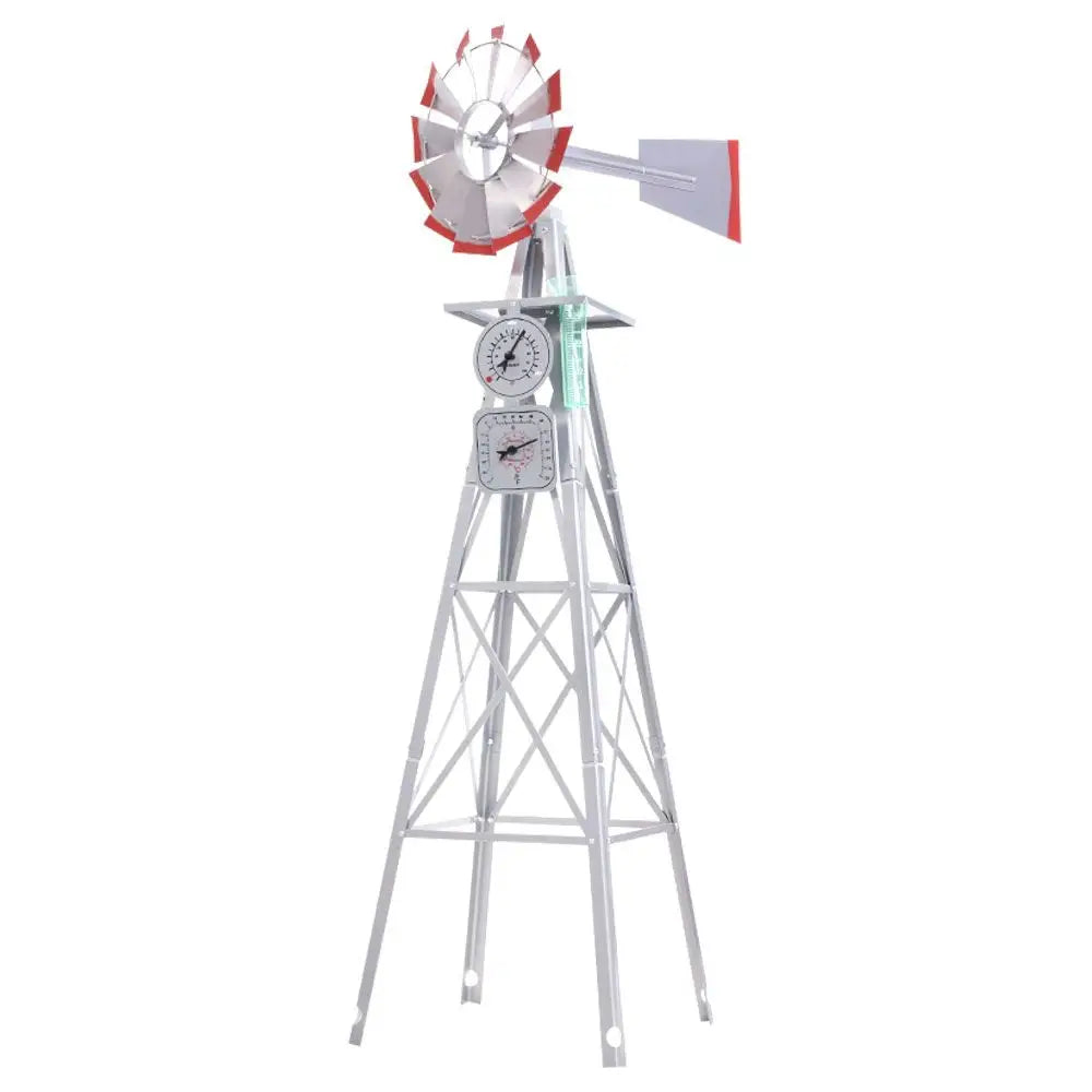 Garden Windmill 8FT 245cm Metal Ornaments Outdoor Decor Ornamental Wind Will - Home & Garden > Decor