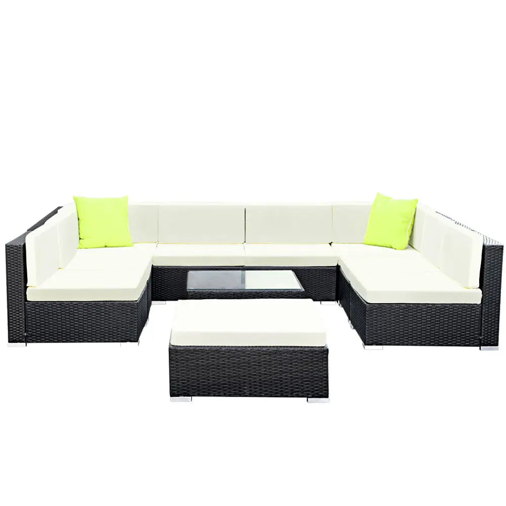Gardeon 10-Piece Outdoor Sofa Set Wicker Couch Lounge Setting 9 Seater - Furniture > Outdoor