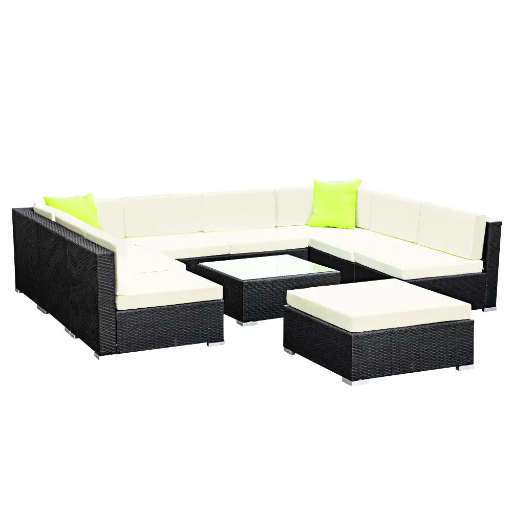 Gardeon 10-Piece Outdoor Sofa Set Wicker Couch Lounge Setting Cover - Furniture > Outdoor