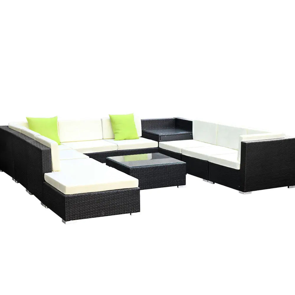 Gardeon 11PC Outdoor Furniture Sofa Set Wicker Garden Patio Lounge - Furniture > Outdoor