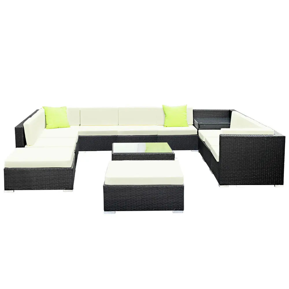 Gardeon 13-Piece Outdoor Sofa Set Wicker Couch Lounge Setting 11 Seater - Furniture > Outdoor