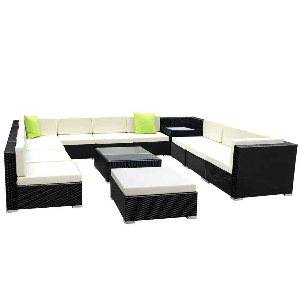 Gardeon 13-Piece Outdoor Sofa Set Wicker Couch Lounge Setting 11 Seater - Furniture > Outdoor