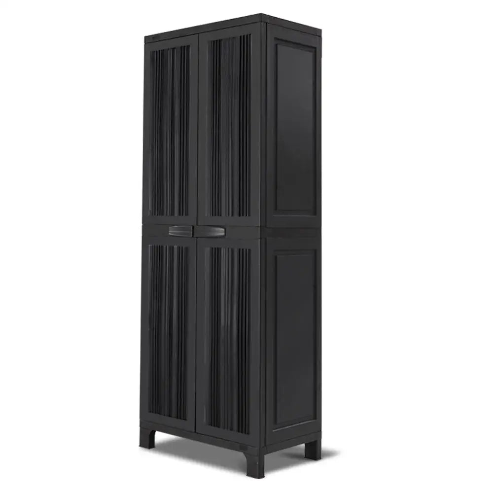 Gardeon 173cm Outdoor Storage Cabinet Box Lockable Cupboard Sheds Garage Adjustable Black - Home & Garden > Storage