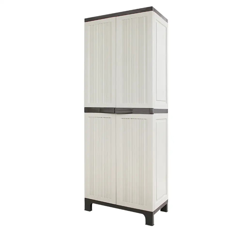 Gardeon 173cm Outdoor Storage Cabinet Box Lockable Cupboard Sheds Garage Adjustable Beige - Home & Garden > Storage