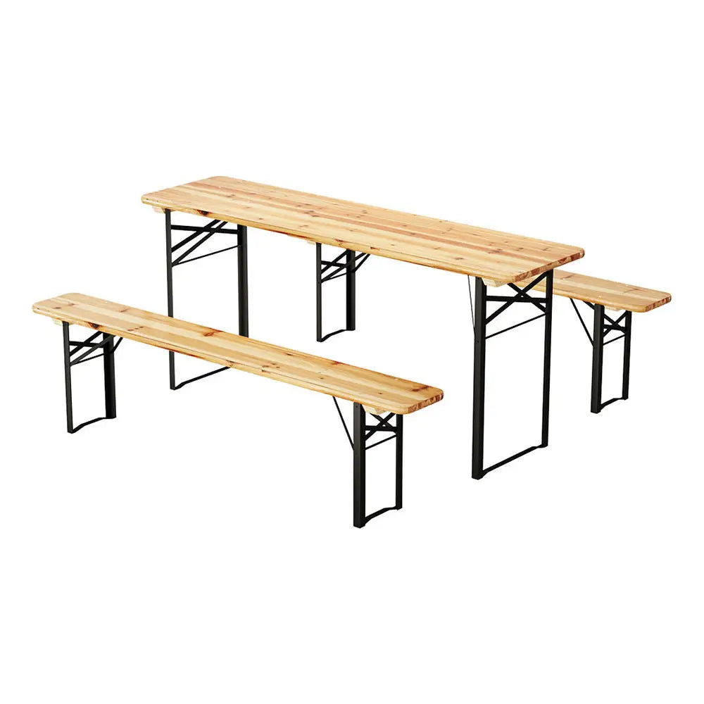 Gardeon 3 PCS Outdoor Furniture Dining Set Lounge Setting Patio Wooden Bench - Furniture > Outdoor