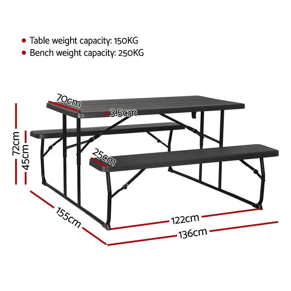 Gardeon 3 PCS Outdoor Furniture Dining Set Lounge Setting Patio HDPE Bench - Furniture > Outdoor