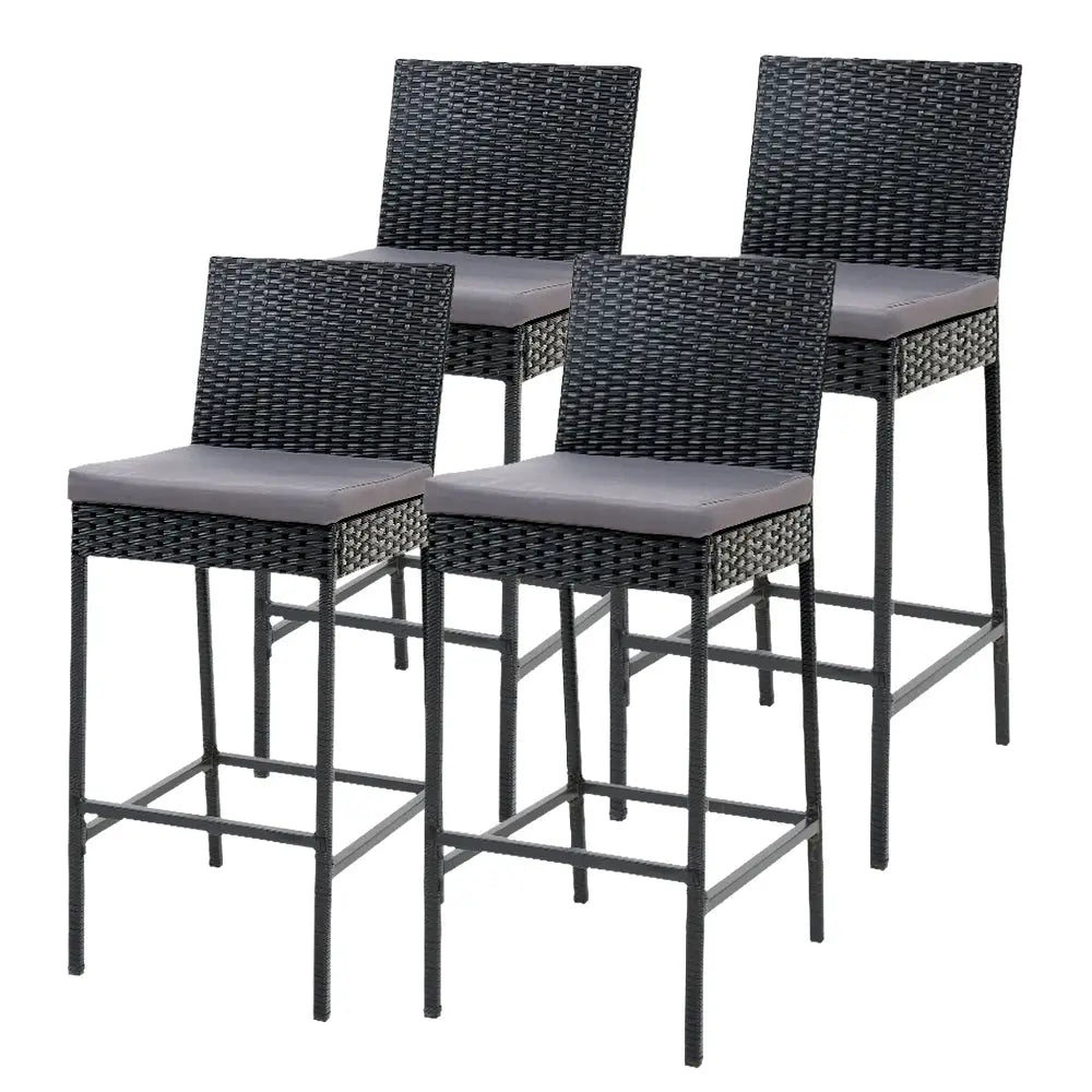 Gardeon 4-Piece Outdoor Bar Stools Dining Chair Bar Stools Rattan Furniture - Furniture > Outdoor