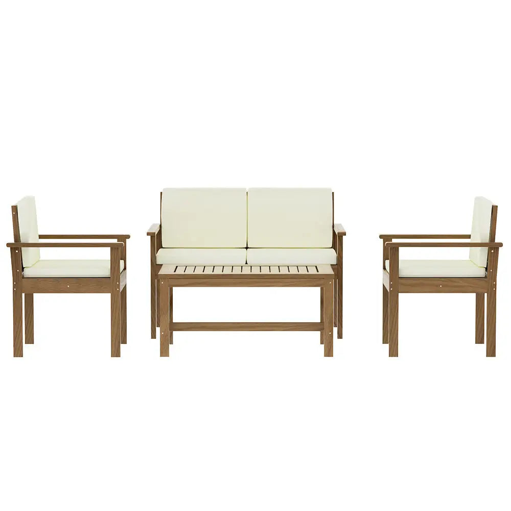 Gardeon 4-Piece Outdoor Sofa Set Wooden Couch Lounge Setting - Furniture > Outdoor
