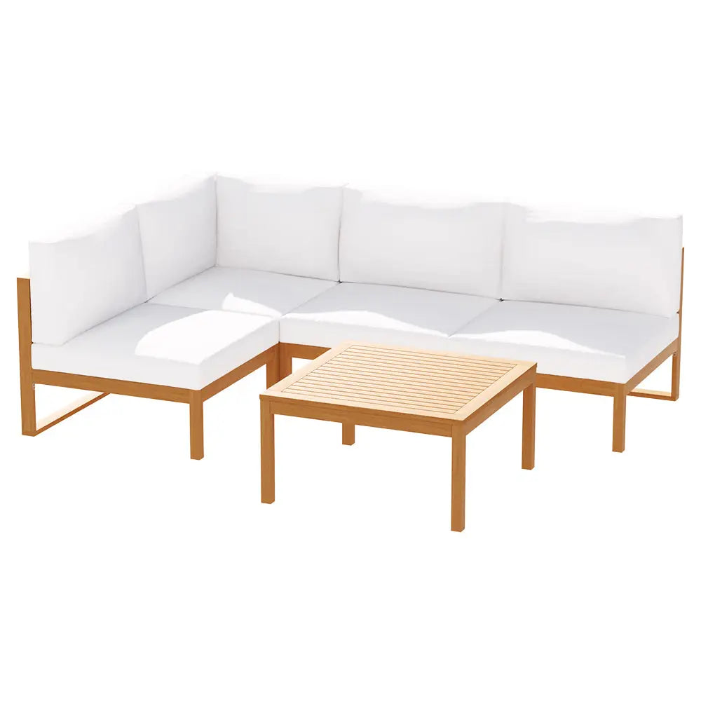 Gardeon 4-Seater Outdoor Sofa Set Wooden Lounge Setting 5PCS - Furniture > Outdoor