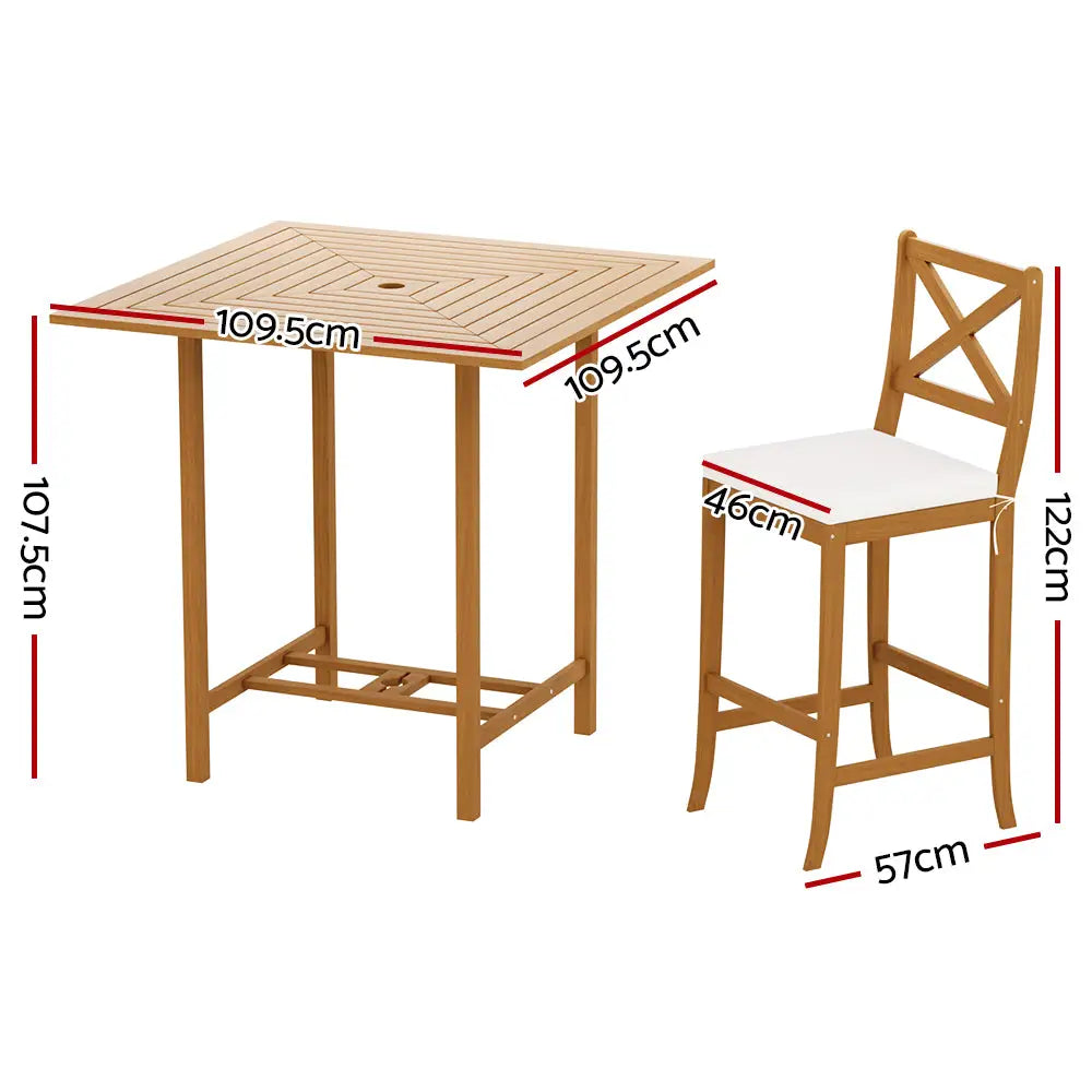 Gardeon 5-Piece Outdoor Bar Set Acacia Wood Bistro Patio Table Stools - Furniture > Outdoor
