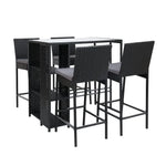 Gardeon 5-Piece Outdoor Bar Set Patio Dining Chairs Wicker Table Stools - Furniture > Outdoor