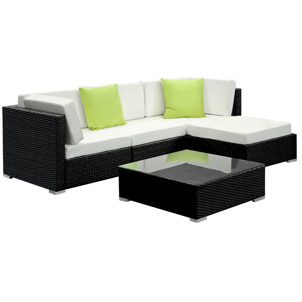Gardeon 5-Piece Outdoor Sofa Set Wicker Couch Lounge Setting Cover - Furniture > Outdoor