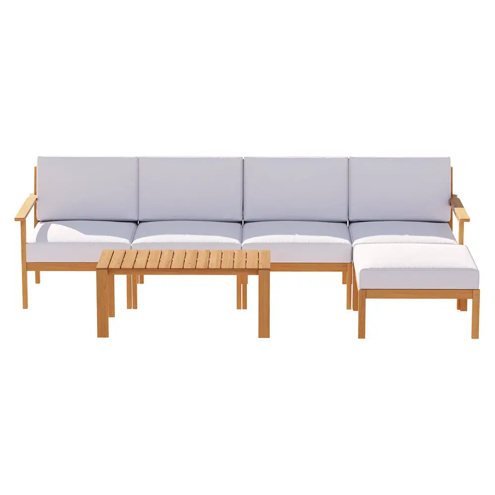 Gardeon 5-Seater Outdoor Sofa Set Wooden Lounge Setting 6PCS - Furniture > Outdoor