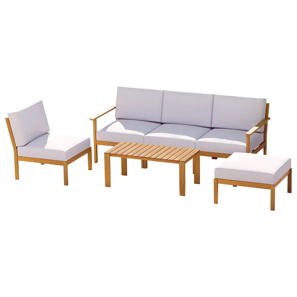 Gardeon 5-Seater Outdoor Sofa Set Wooden Lounge Setting 6PCS - Furniture > Outdoor