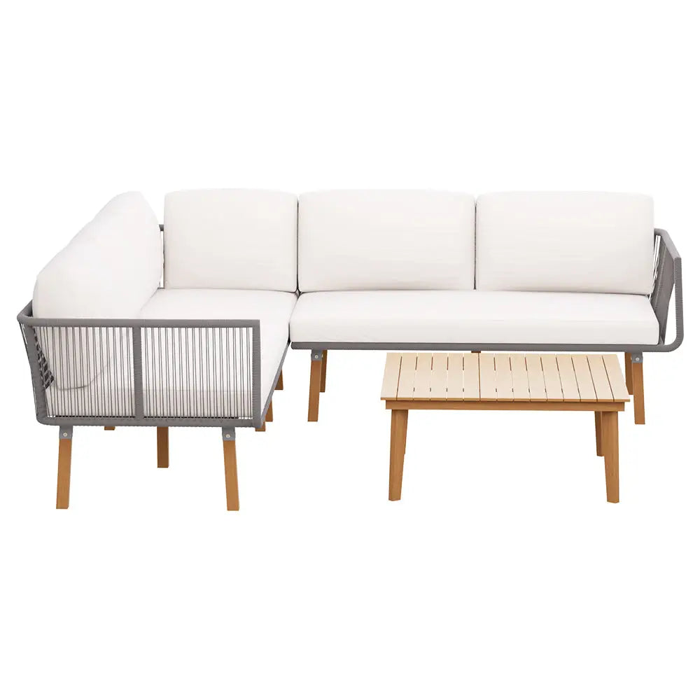 Gardeon 5-Seater Outdoor Sofa Set Wooden Lounge Setting Aluminum - Furniture > Outdoor