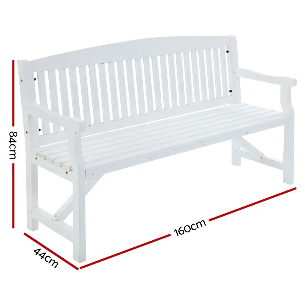 Gardeon 5FT Outdoor Garden Bench Wooden 3 Seat Chair Patio Furniture White - Furniture > Outdoor