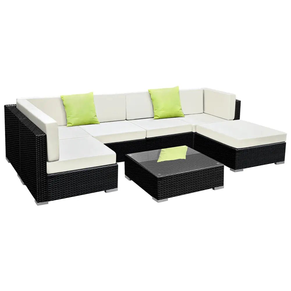 Gardeon 7-Piece Outdoor Sofa Set Wicker Couch Lounge Setting 6 Seater - Furniture > Outdoor