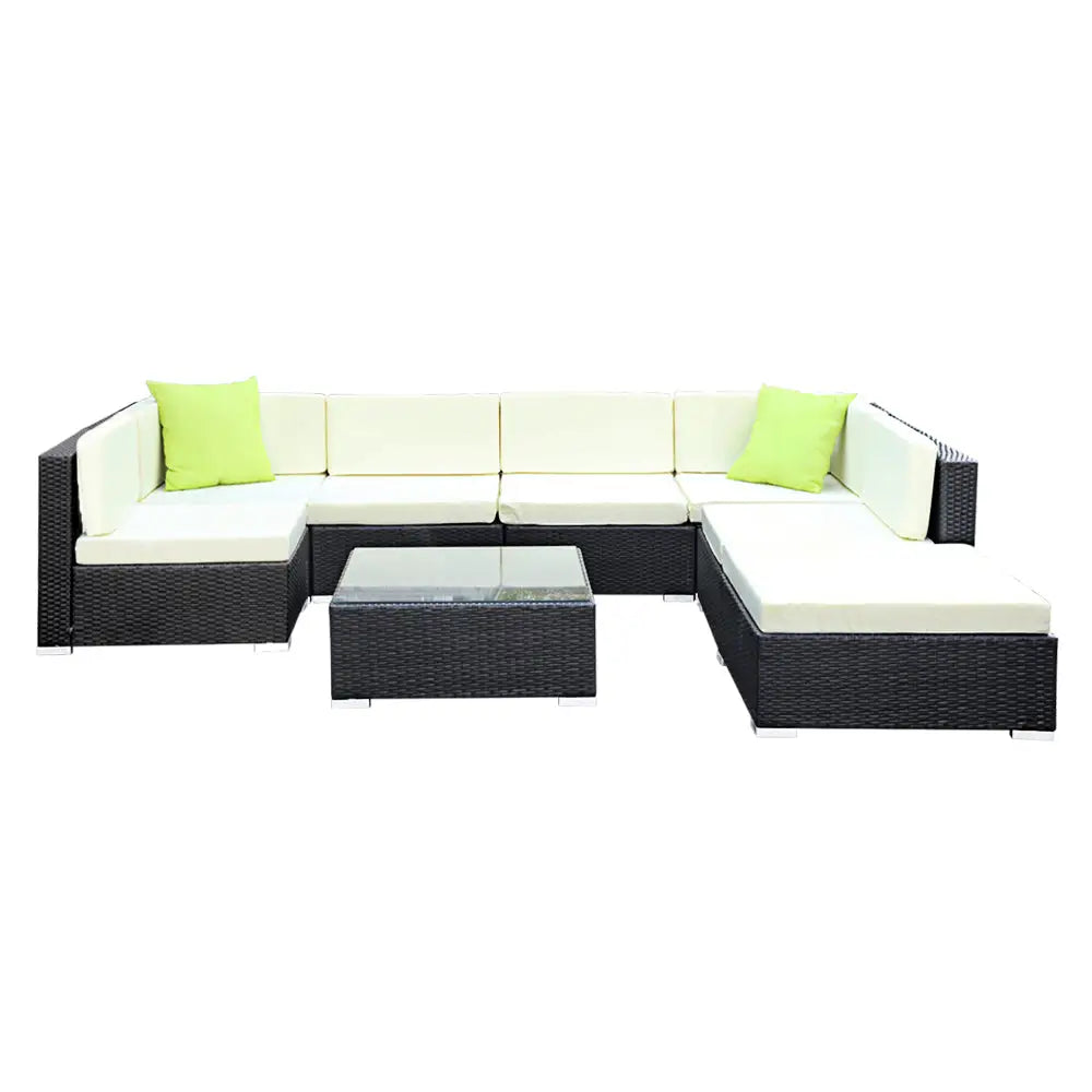 Gardeon 8-Piece Outdoor Sofa Set Wicker Couch Lounge Setting 7 Seater - Furniture > Outdoor
