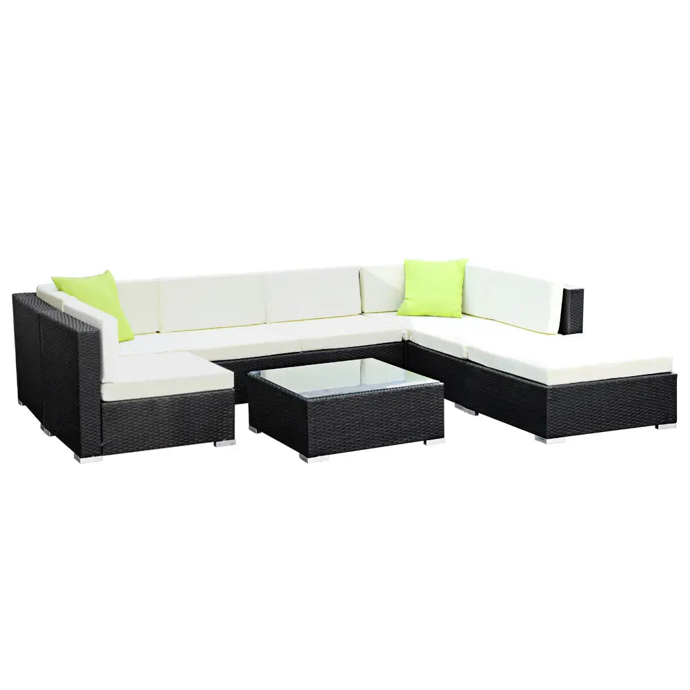 Gardeon 8-Piece Outdoor Sofa Set Wicker Couch Lounge Setting Cover - Furniture > Outdoor