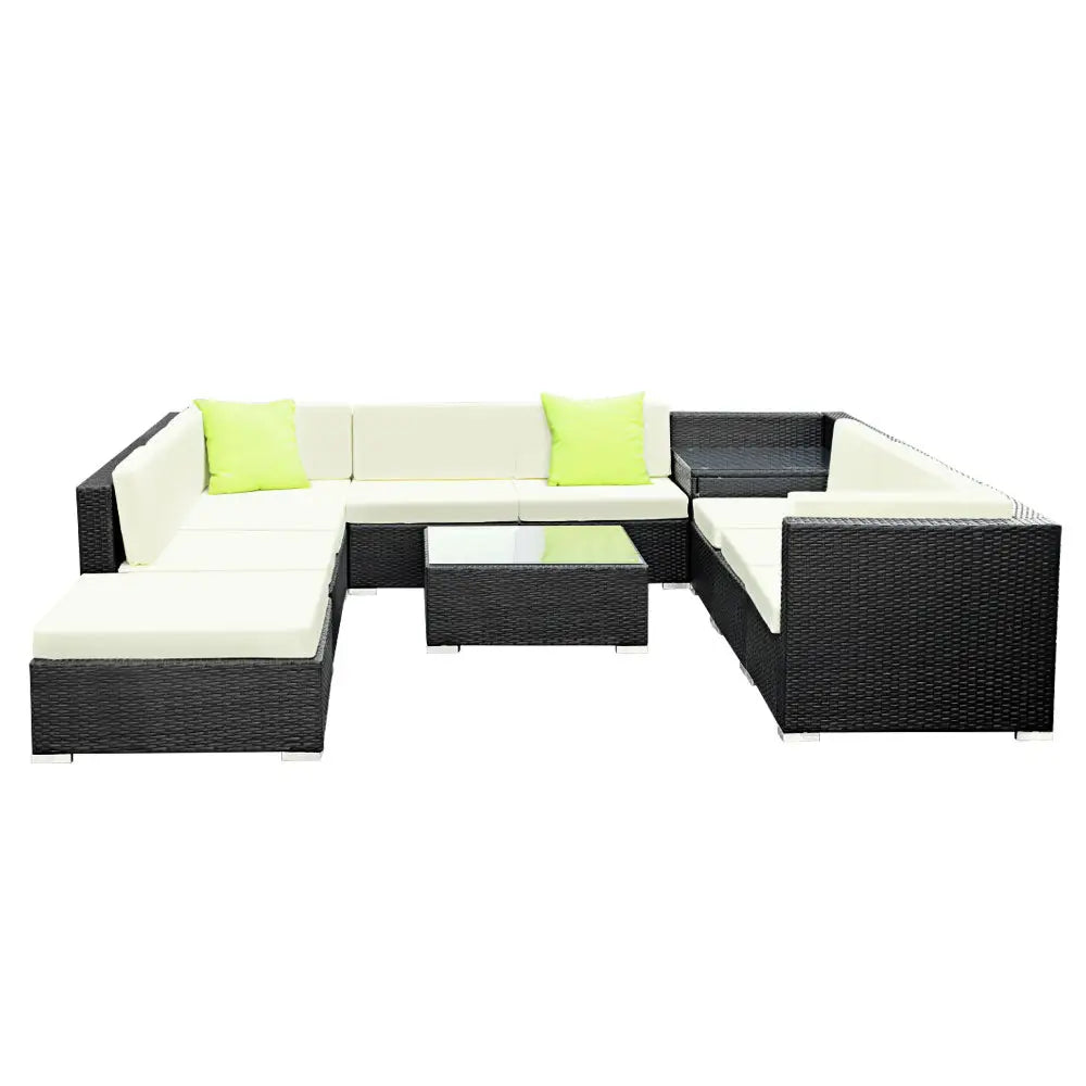 Gardeon 9-Piece Outdoor Sofa Set Wicker Couch Lounge Setting 7 Seater - Furniture > Outdoor