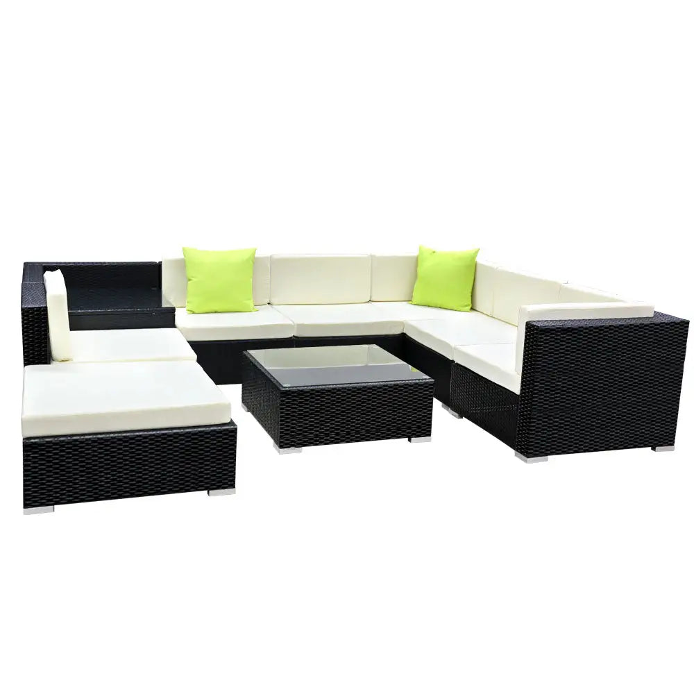 Gardeon 9-Piece Outdoor Sofa Set Wicker Couch Lounge Setting 7 Seater - Furniture > Outdoor