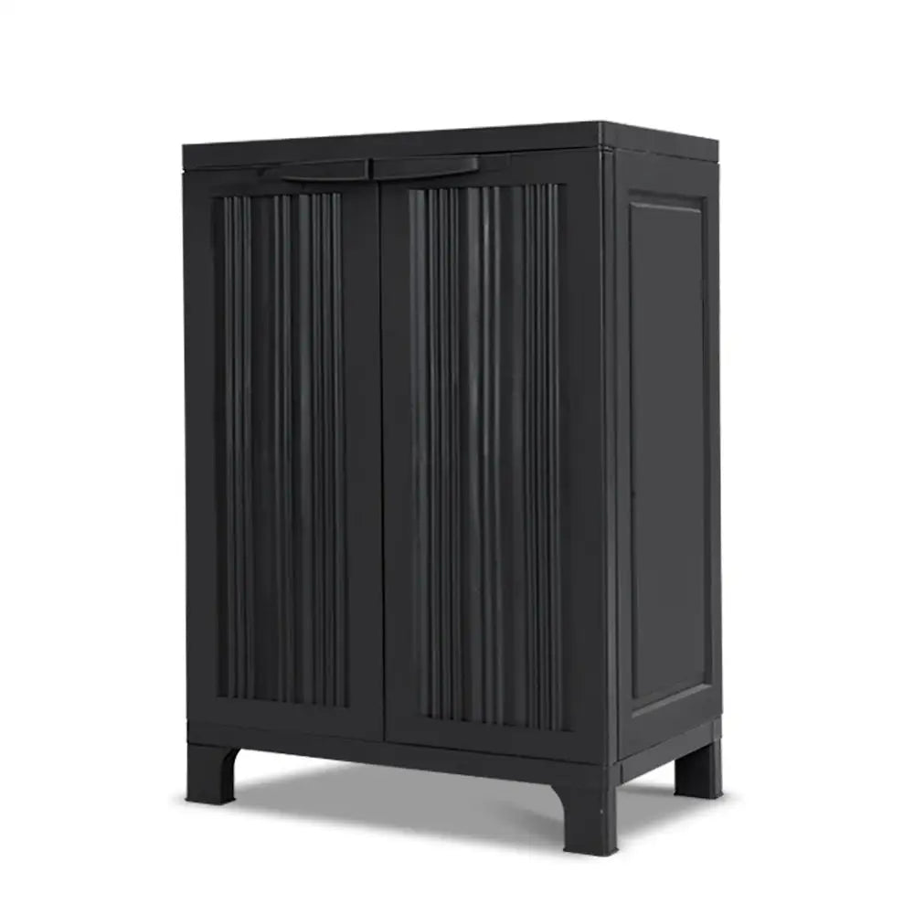 Gardeon 92cm Outdoor Storage Cabinet Box Lockable Cupboard Sheds Garage Adjustable Black - Home & Garden > Storage