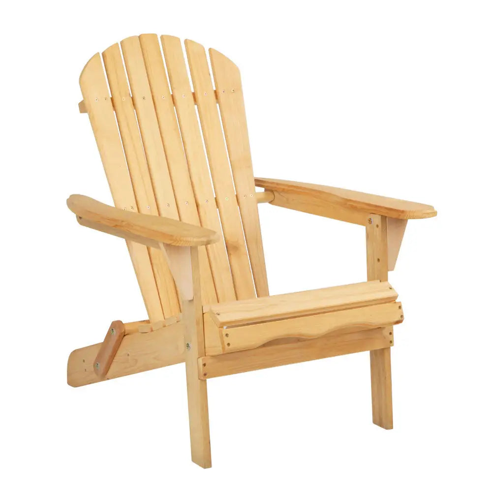Gardeon Adirondack Outdoor Chairs Wooden Beach Chair Patio Furniture Garden Natural - Furniture > Outdoor > Outdoor