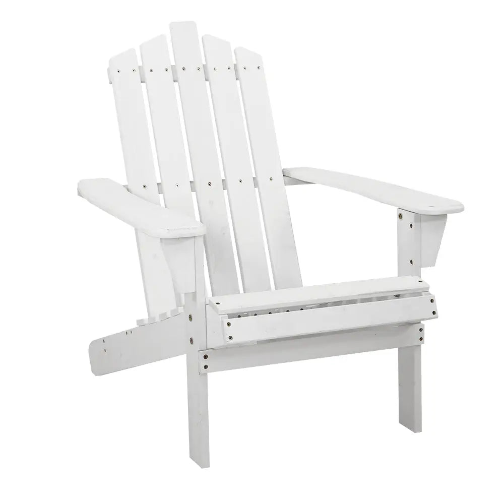 Gardeon Adirondack Outdoor Chairs Wooden Beach Chair Patio Furniture Garden White - Furniture > Outdoor