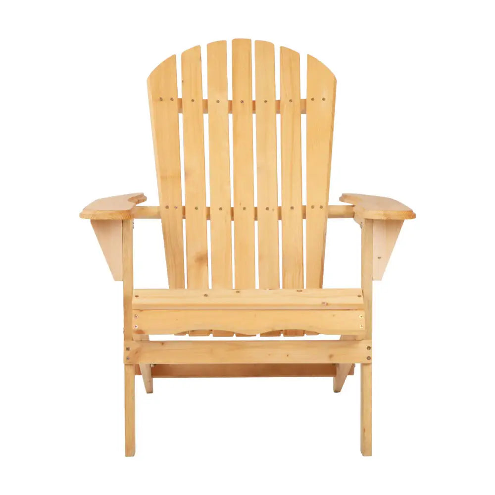 Gardeon Adirondack Outdoor Chairs Wooden Beach Chair Patio Furniture Garden Natural - Furniture > Outdoor > Outdoor