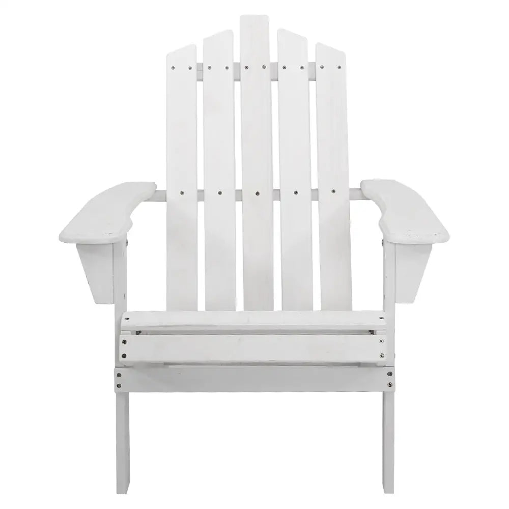 Gardeon Adirondack Outdoor Chairs Wooden Beach Chair Patio Furniture Garden White - Furniture > Outdoor